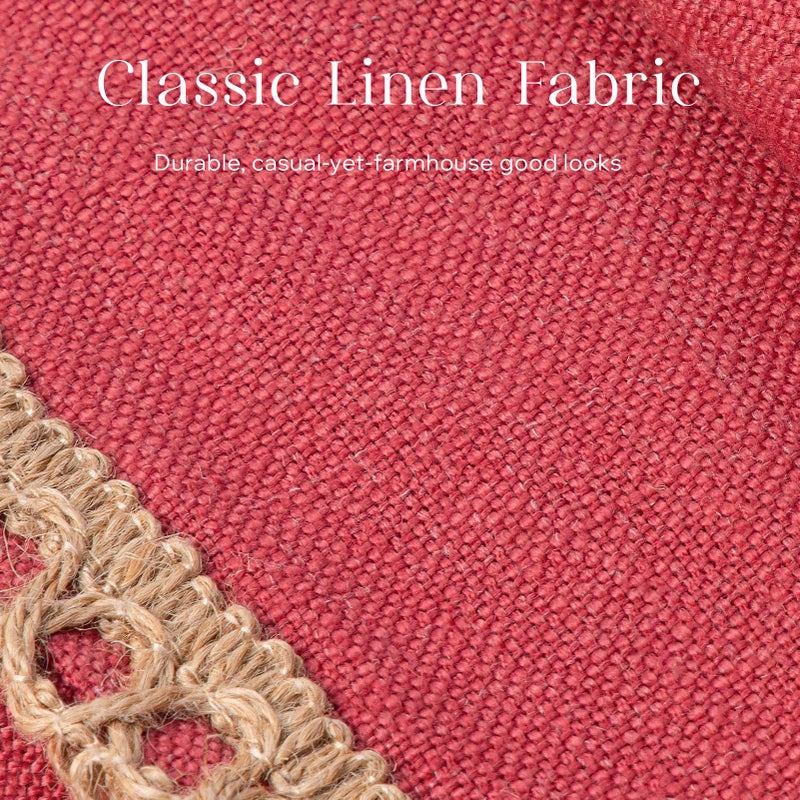 Phantoscope Pack of 2 Farmhouse Decorative Solid Throw Decorative Pillow Cover Burlap Linen Pillow Covers Trimmed Tailored Edges Red 18 x 18 inches  45 x 45 cm - Image 3